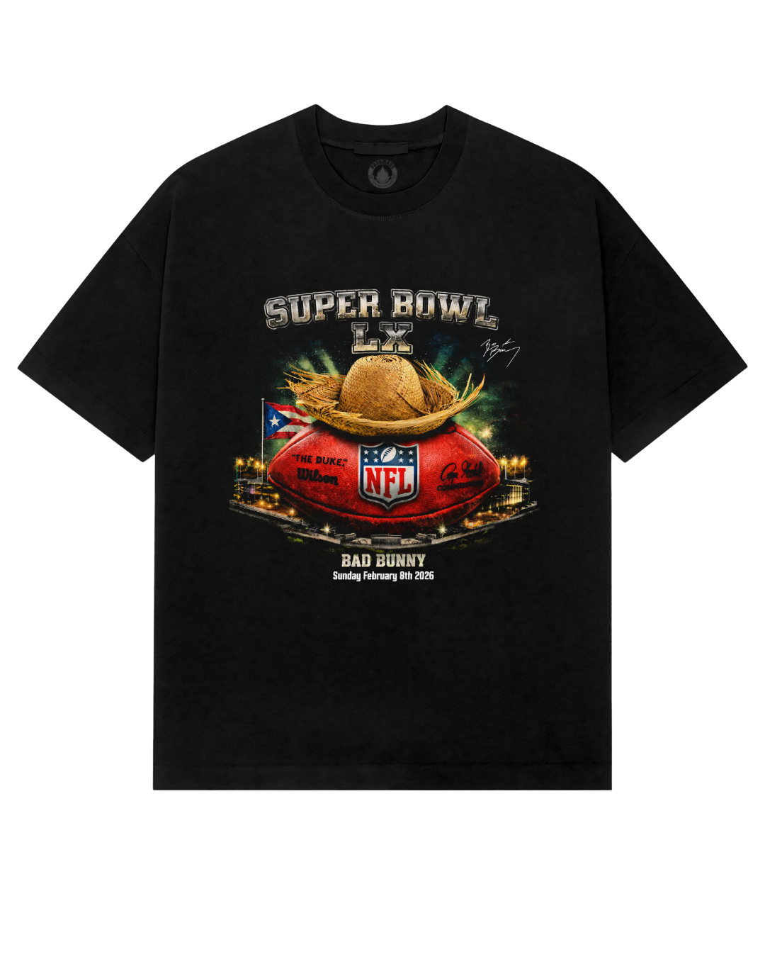 Playera Bad Bunny Super Tazon NFL Levi´s Stadium Balón