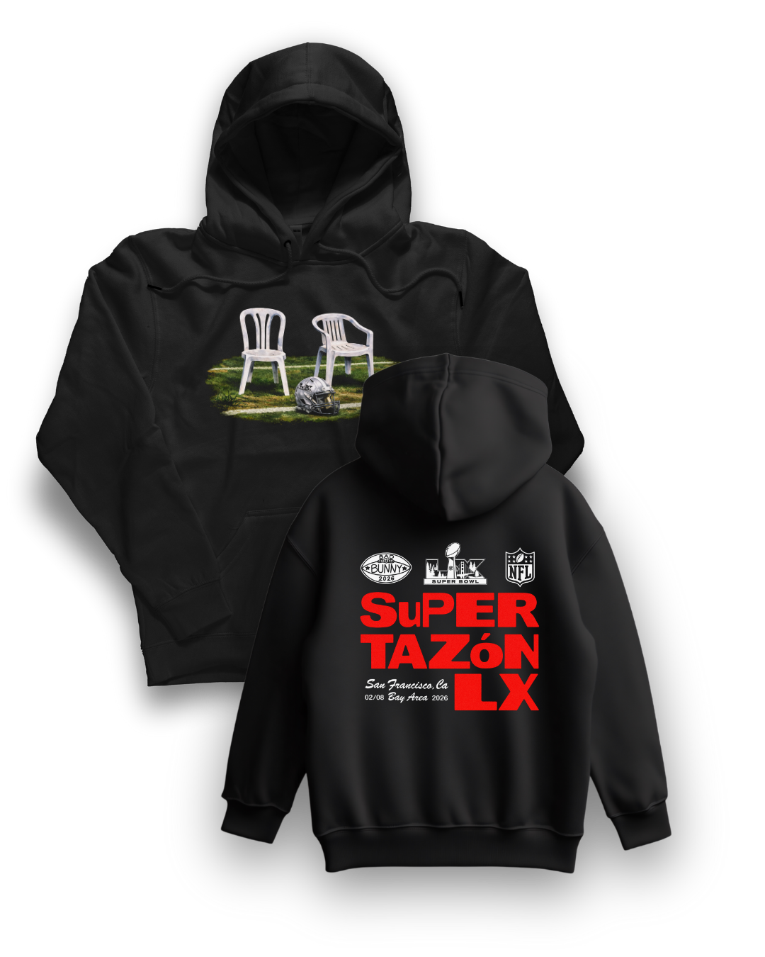 Hoodie Bad Bunny Super Tazon Sillas NFL