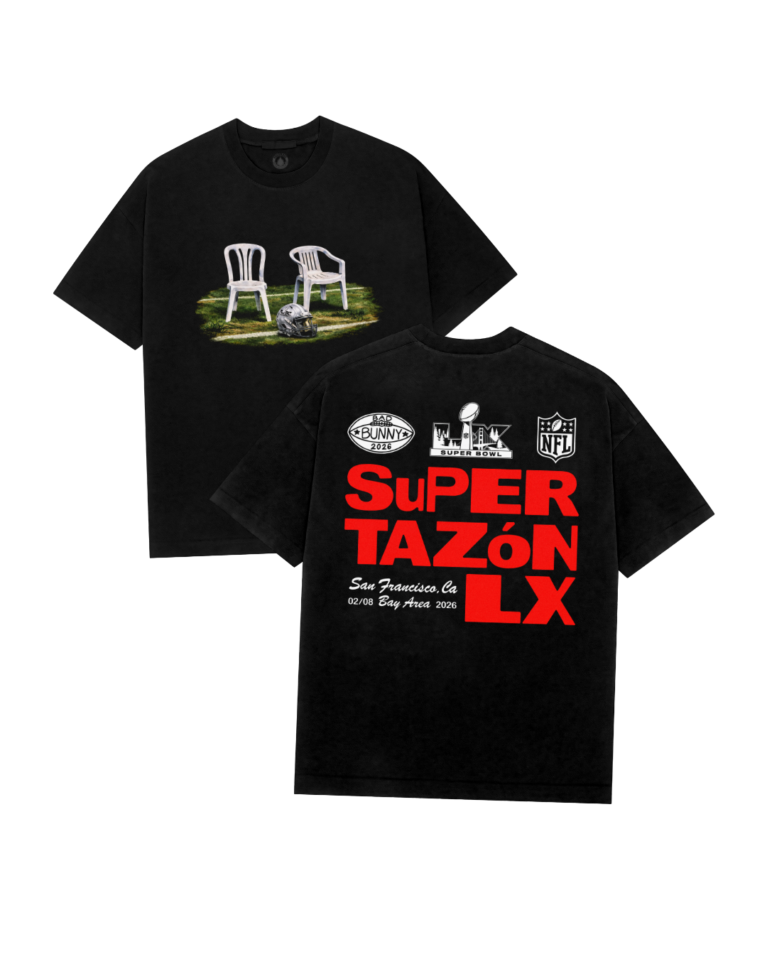 Playera Bad Bunny Super Tazon Sillas NFL
