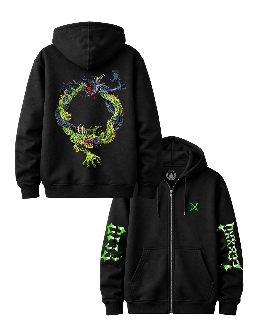 Hoodie Cremallera Feid VS Ferxxo Green Print